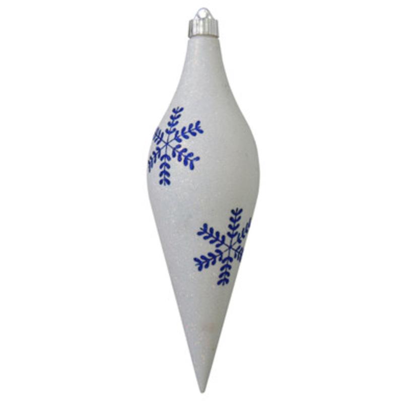 White and Blue Shatterproof Christmas Long Drop Ornament 12.5 (320mm)