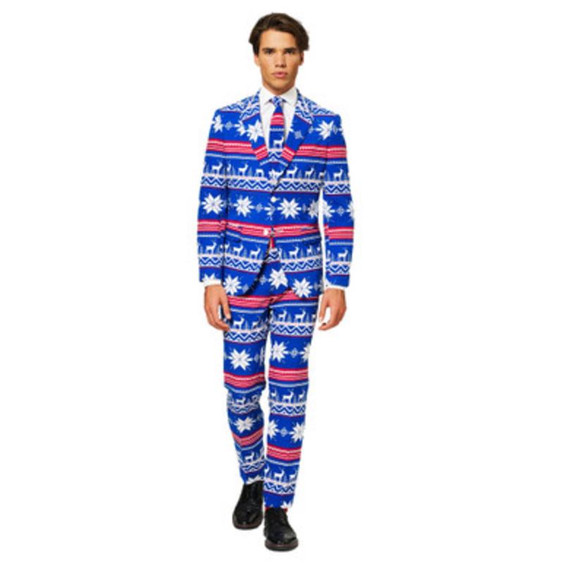 White and Blue The Rudolph Men Adult Christmas Suit US46