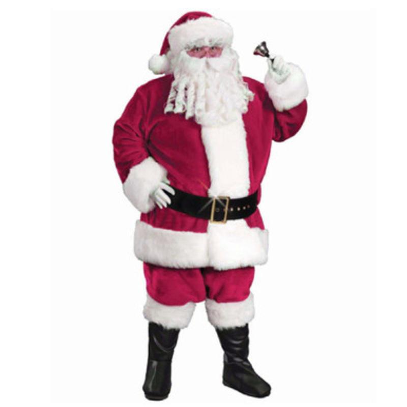 White and Red Regency Plush Santa Claus Unisex Adult Christmas Costume Suit  Plus Size