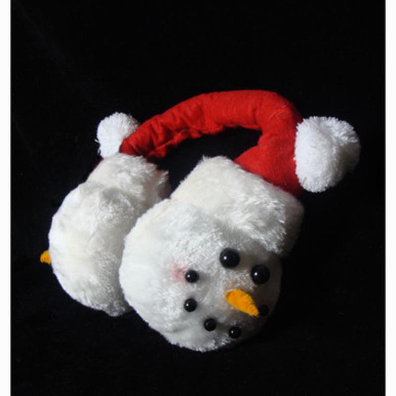 White and Red Snowmen Face Unisex Adult Christmas Ear Muffs Costume Accessory  One Size