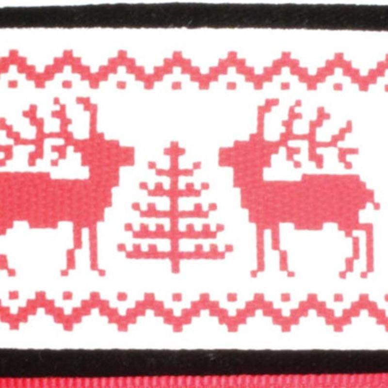White and Red Sweden Elk Wired Craft Ribbon 1.5 x 27 Yards