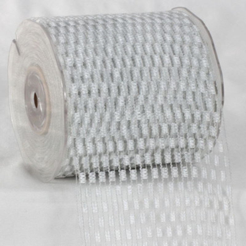 White Colored Stretchglitter Craft Ribbon 4 x 22 Yards