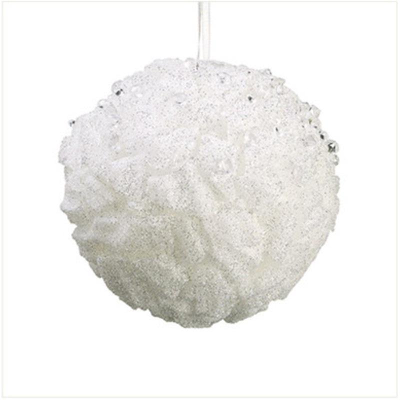 White Embellished Shatterproof Christmas Ball Ornament 4.75 (114mm)