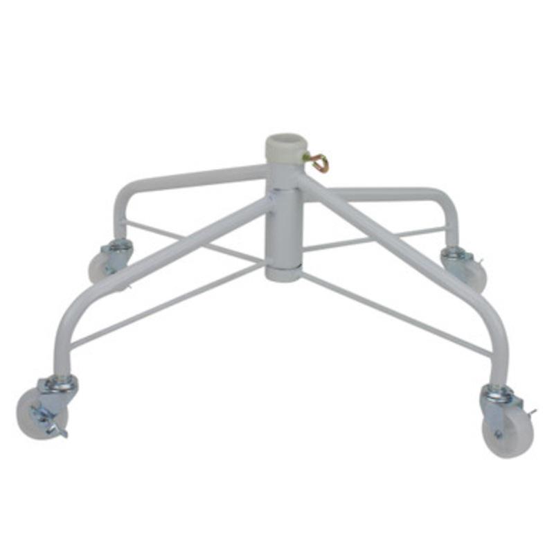 White Metal Rolling Christmas Tree Stand for 6.5-7.5 Artificial Trees