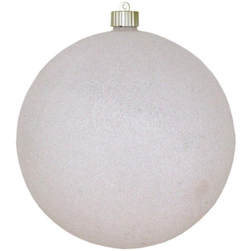 White Shatterproof Glitter Christmas Ball Ornament 8 (200mm)