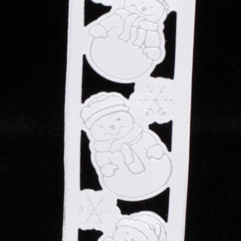 White Snowmen Cut Out Wired Craft Ribbon 1.5 x 27 Yards