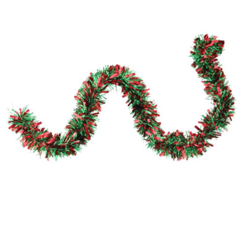 Wide Cut Tinsel Commercial Christmas Garland 50 x 3 Red and Green Unlit