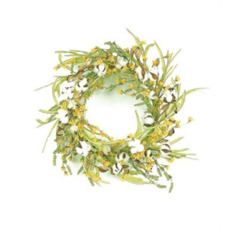 Wildflowers Artificial Spring Floral Wreath, Green 24-Inch