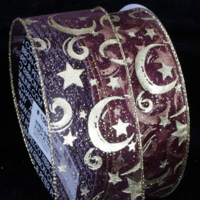 Wine Red and Gold Comet Wired Craft Ribbon 2 x 20 Yards