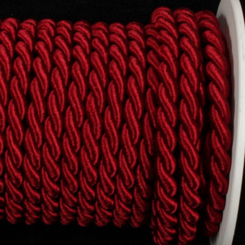 Wine Red Braided Cording Wired Craft Ribbon 0.25 x 17 Yards