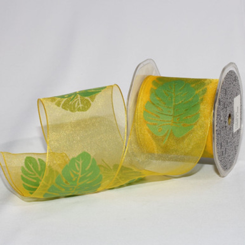 Yellow and Green Wired Craft Ribbon 2.75 x 22 Yards