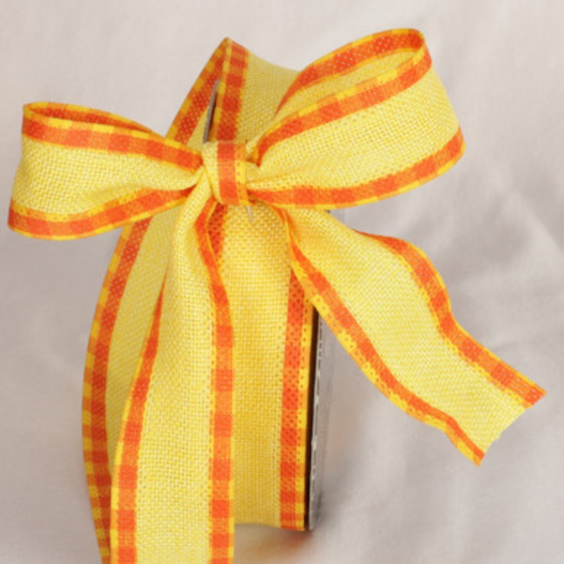 Yellow and Orange Plaid Wired Craft Ribbon 1.5 x 40 Yards