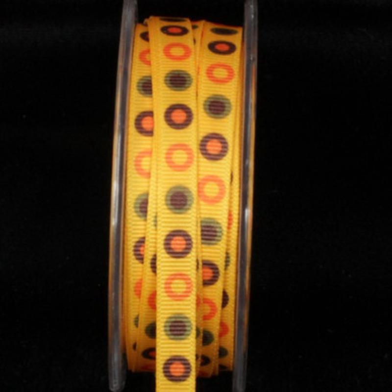 Yellow and Orange Polka Dot Wired Craft Ribbon 0.25 x 108 Yards