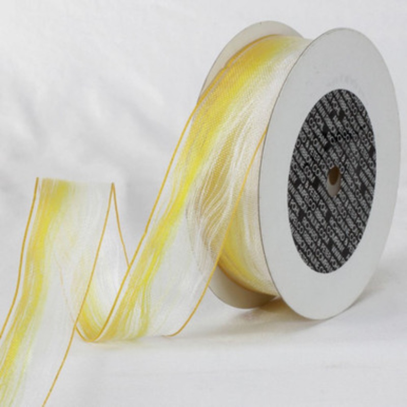 Yellow and White Contemporary Craft Ribbon 1.5 x 27 Yards
