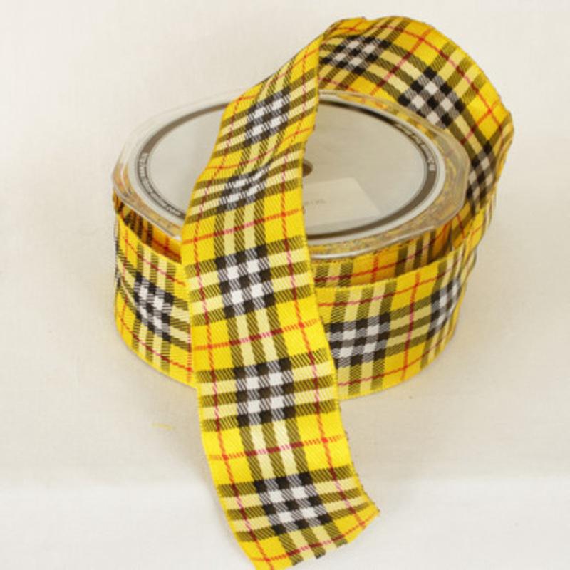 Yellow-Burry Woven Taffeta Wired Craft Ribbon 0.5 x 27 Yards