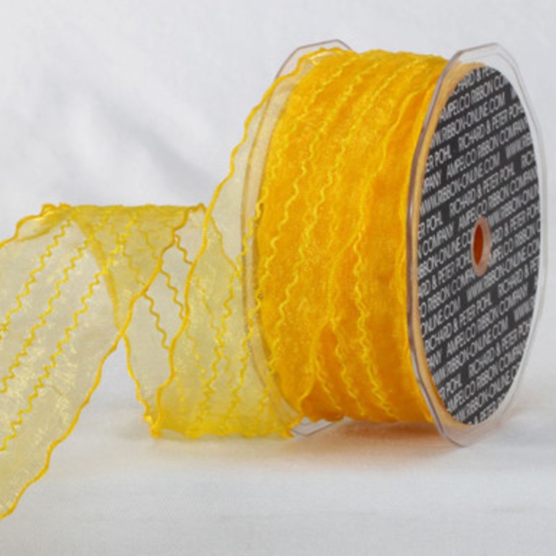 Yellow Contemporary Wave Craft Ribbon 1.5 x 22 Yards