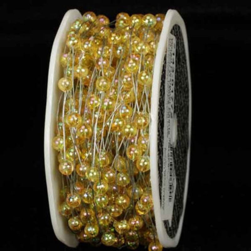 Yellow Pearls Wired Craft Ribbon Garland 0.25 x 54 Yards