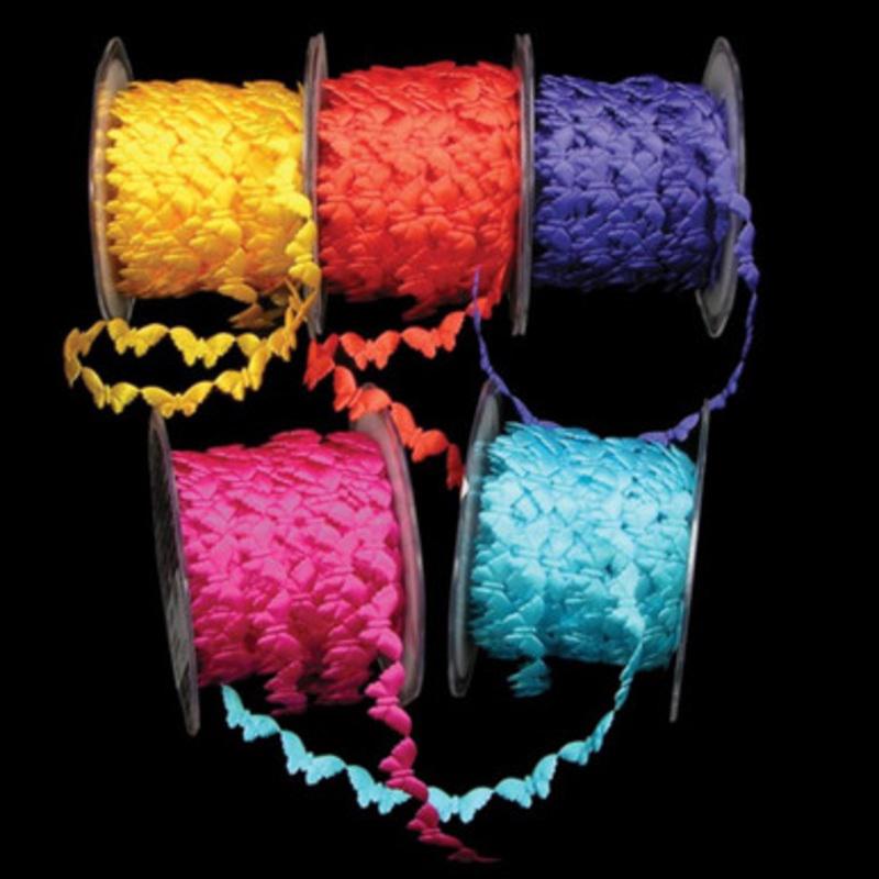 Yellow Satin Butterfly Embossed Garland Craft Ribbon 0.5 x 40 Yards