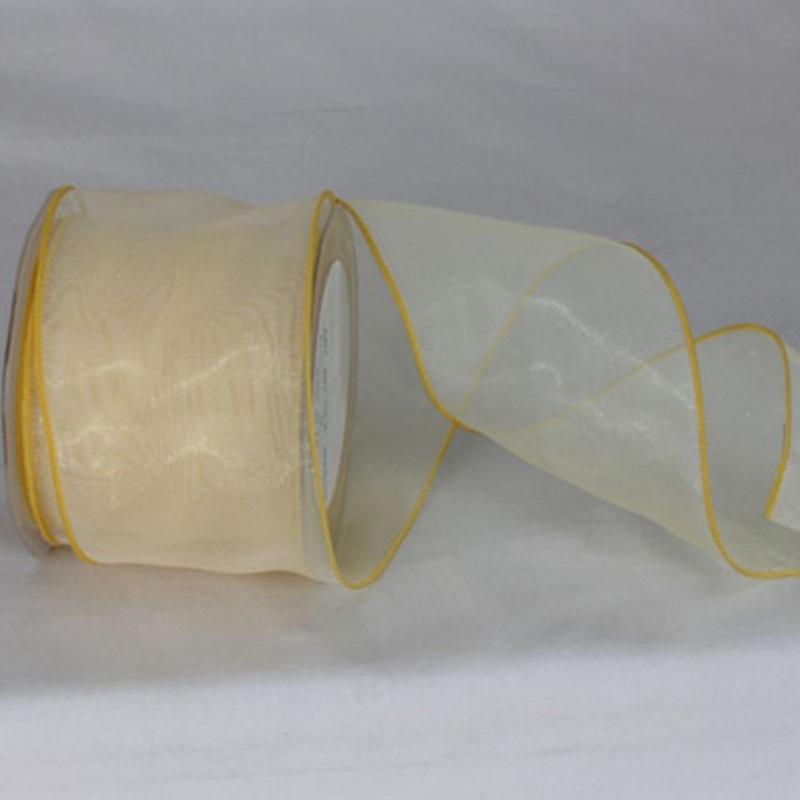 Yellow Wired Edge Craft Organza Ribbon 3 x 27 Yards