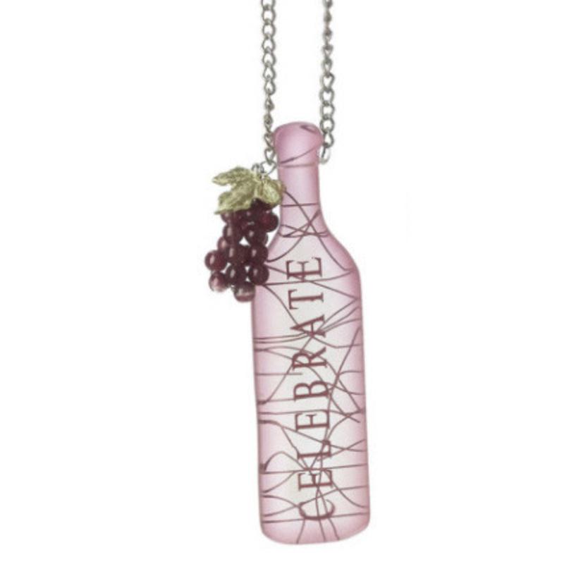Tuscan Winery CELEBRATE Wine Bottle with GrapesTag Christmas Ornament 5