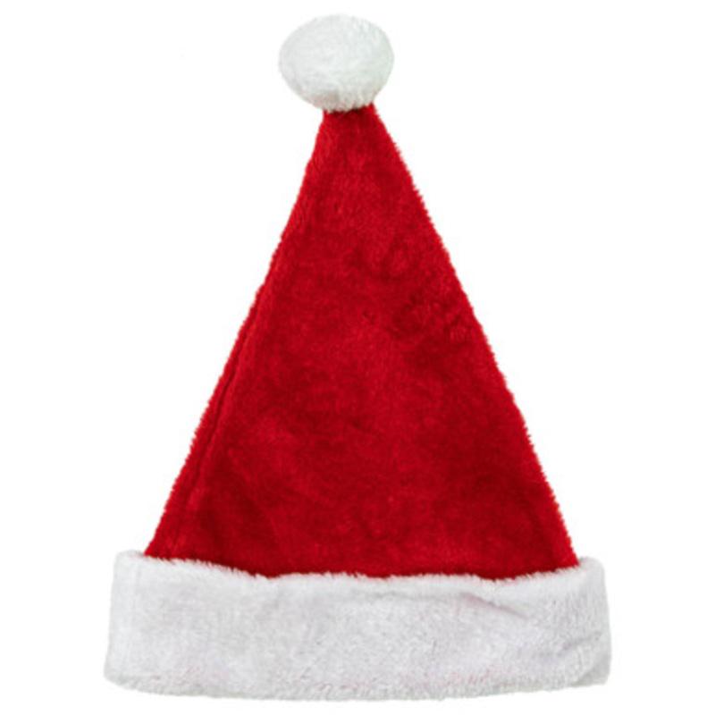 Unisex Adult Plush Christmas Santa Hat  Large  Red and White