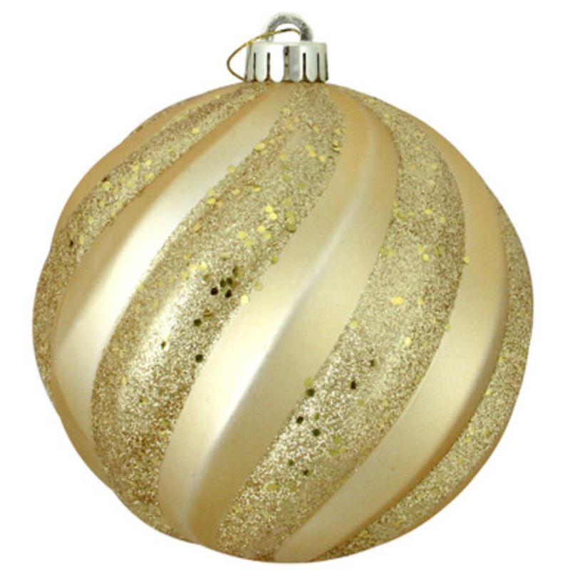 Vegas Gold Glitter Swirl Shatterproof Christmas Ball Ornament 6 (150mm)