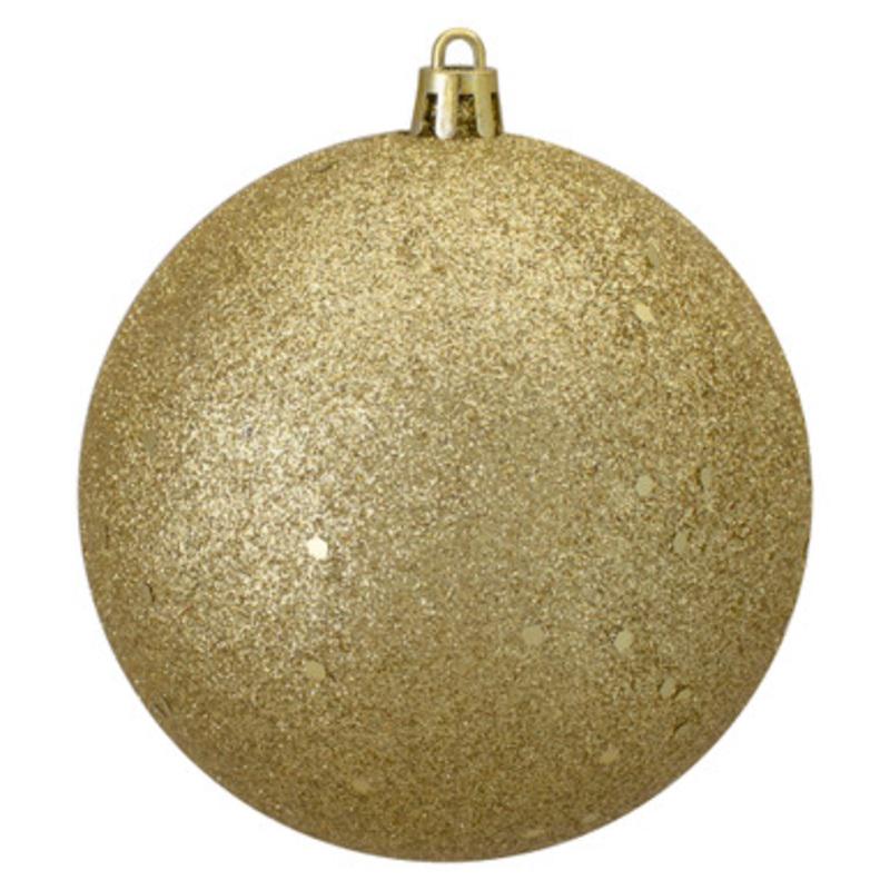 Vegas Gold Holographic Glitter Shatterproof Christmas Ball Ornament 4 (100mm)