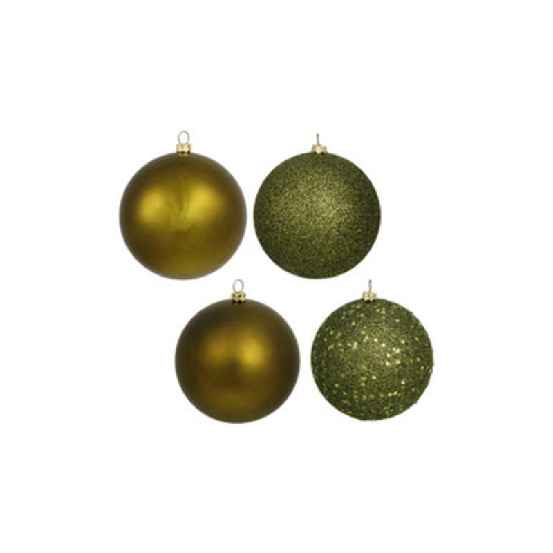 Vickerman 4ct Olive Green Shatterproof 4-Finish Christmas Ball Ornaments 6 (150mm)