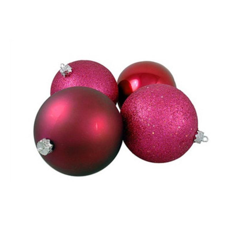 Vickerman 4ct Red Raspberry Shatterproof 4-Finish Christmas Ball Ornaments 6 (150mm)  N591519BX