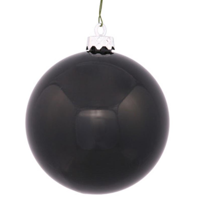 Vickerman Shiny Jet Black Shatterproof Christmas Ball Ornament 4 (100mm)  N591517DSV
