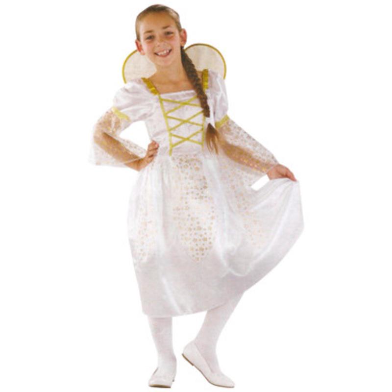 White and Gold Angel Girl Child Christmas Costume  Large