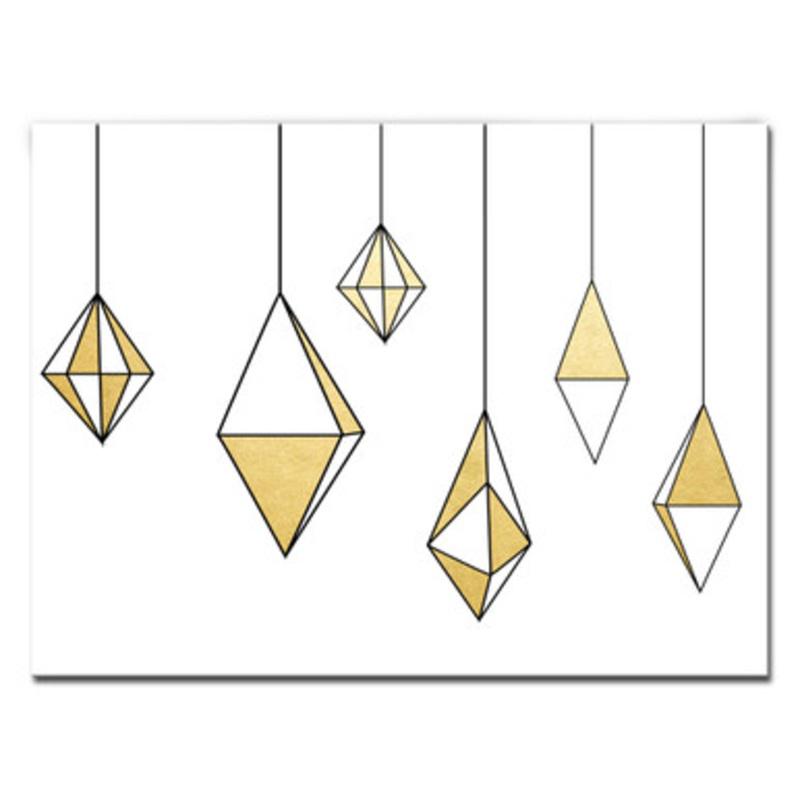 White and Gold Glam Dangles Christmas Wrapped Rectangular Wall Art Decor 30 x 40