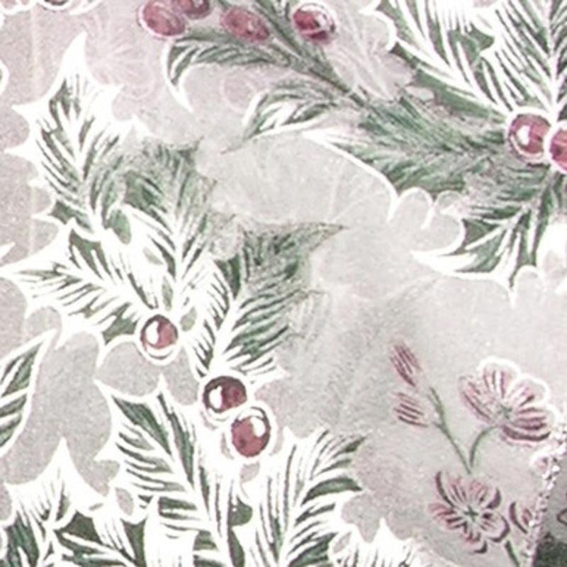 White and Green Mistletoe Wired Craft Ribbon 4 x 20 Yards