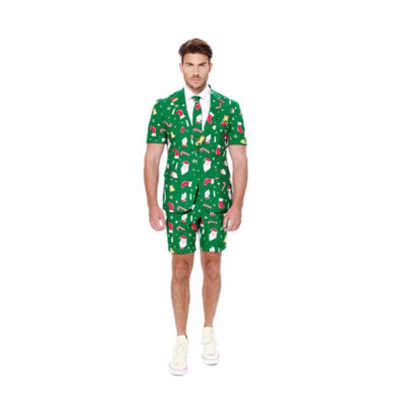 White and Green Summer Santaboss Mens Adult Christmas Slim Fit Suit  US50