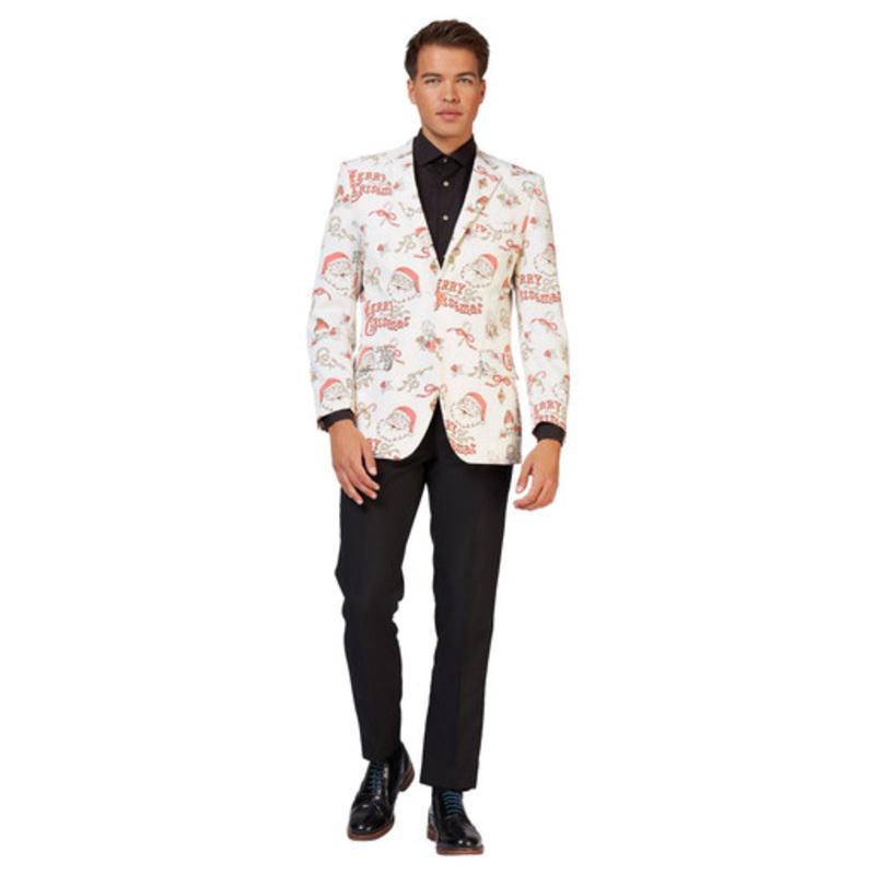 White and Red Hohoholly Mens Adult Christmas Blazer  US48