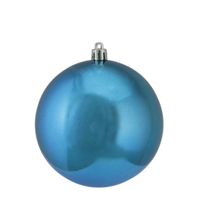 Shiny Turquoise Blue Shatterproof Christmas Ball Ornament 4 (100mm)