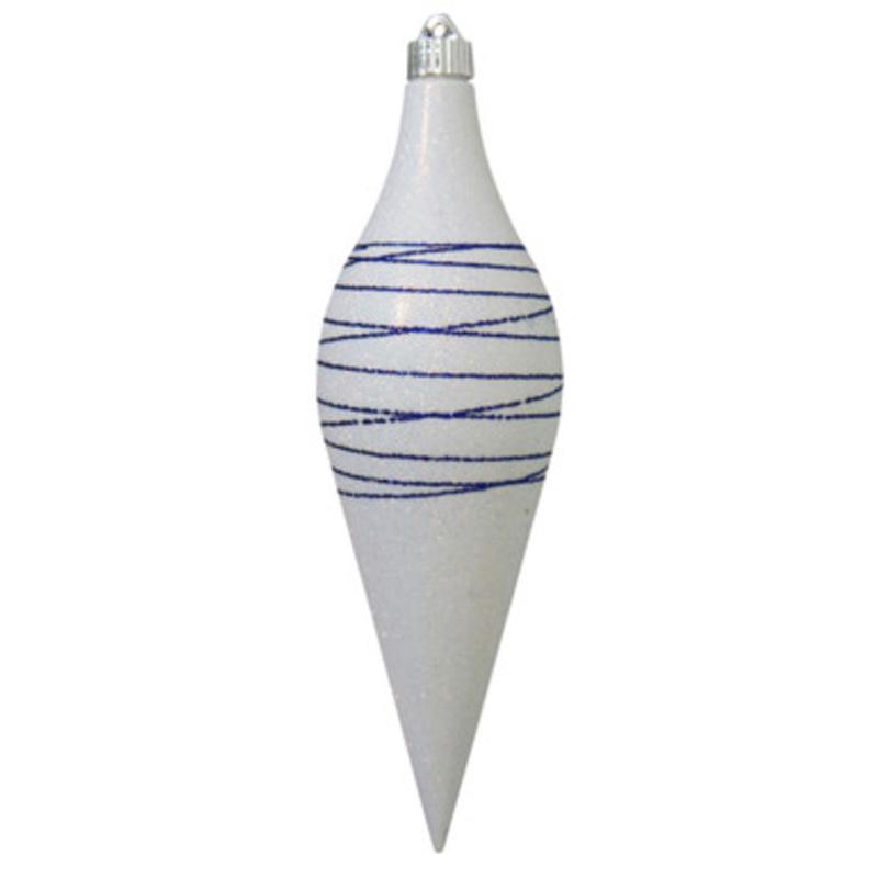 Snow White and Blue Shatterproof Christmas Long Drop Ornament 12.5 (320mm)