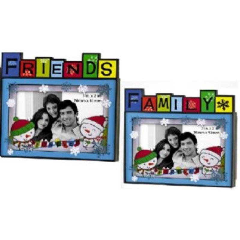 Snowflake Family and Friends Photo Frame Christmas Ornaments 3.5 Set of 2