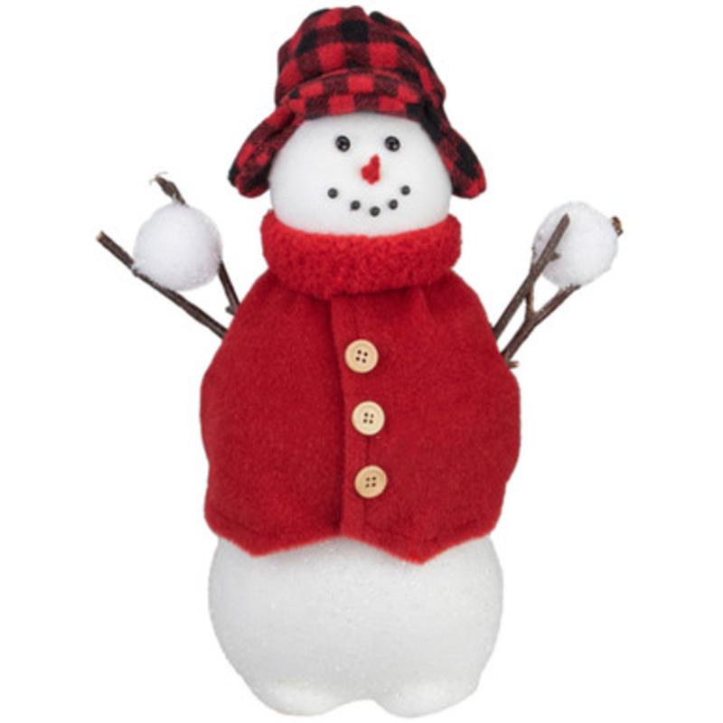 Snowman with Buffalo Plaid Hat Christmas Figure 13.25 Red