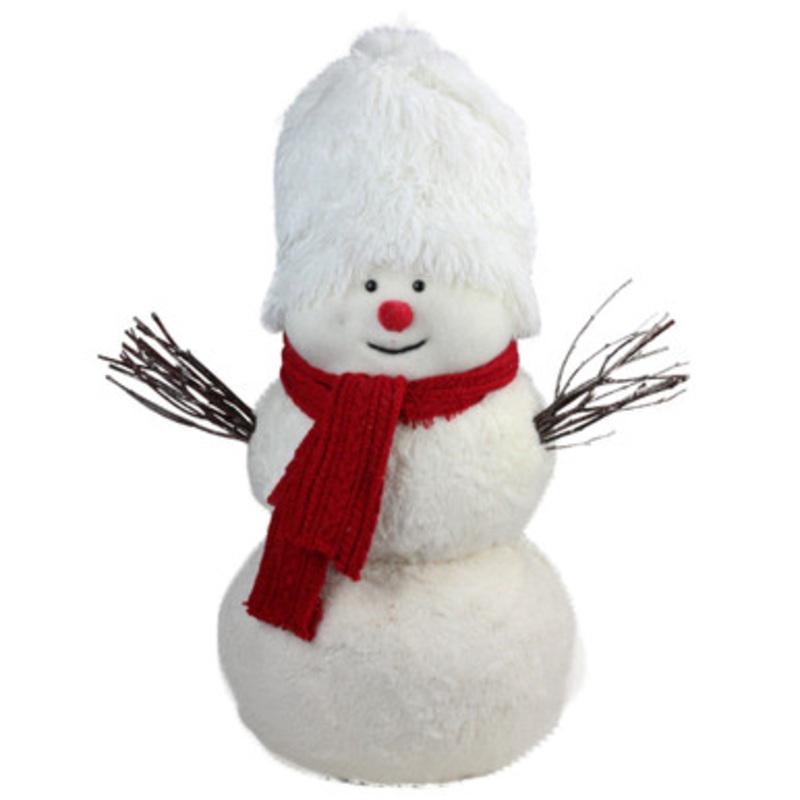 Snowman with Twig Arms and Knitted Scarf Christmas Figure  24.5