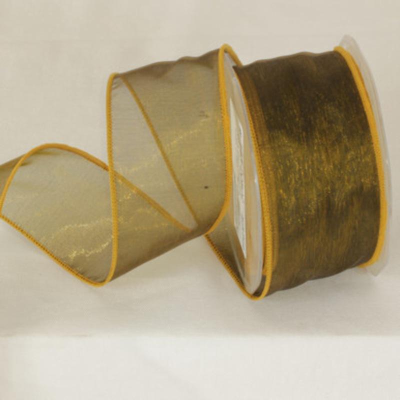 Soft Pine Organza Wired Craft Ribbon 2 x 27 Yards