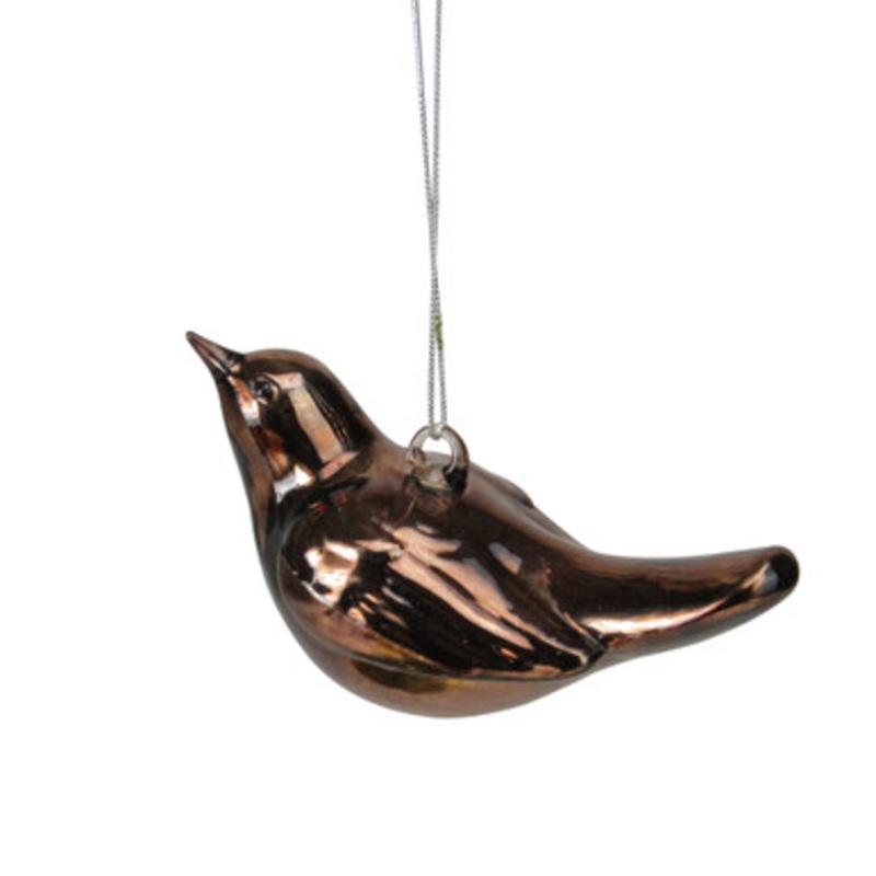 Sugared Fruit Brown Glass Bird Christmas Ornament 4.5