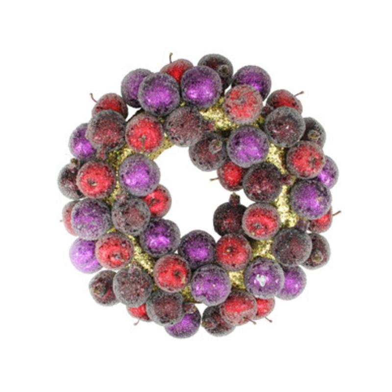 Sugared Fruit Plum and Apple Artificial Christmas Wreath 17.5-Inch, Unlit 21293670