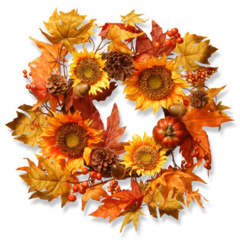Sunflower Artificial Wreath 22-Inch, Unlit