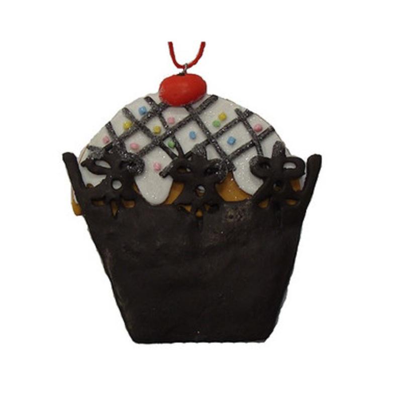 Sweet Memories Brown Cupcake with Cherry on Top Christmas Ornament