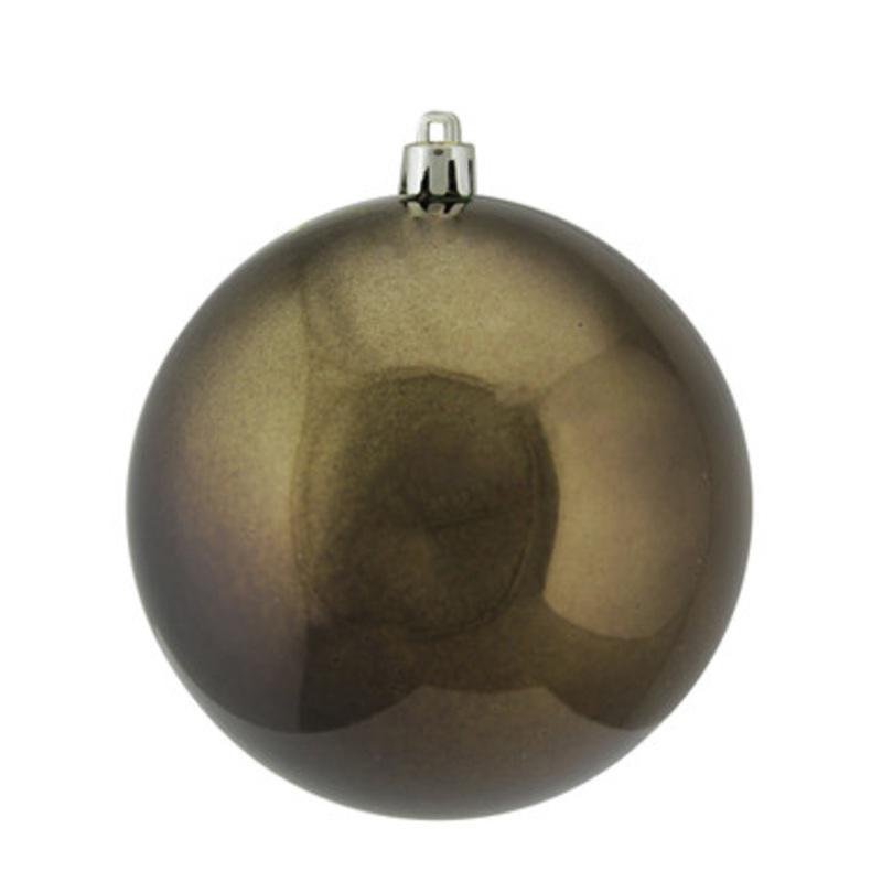 Shiny Chocolate Brown Shatterproof UV Resistant Christmas Ball Ornament 4 (100mm)