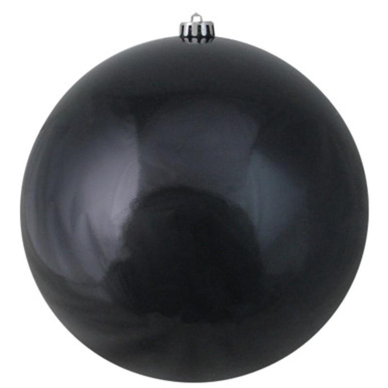 Shiny Jet Black Shatterproof Christmas Ball Ornament 10 (250mm)