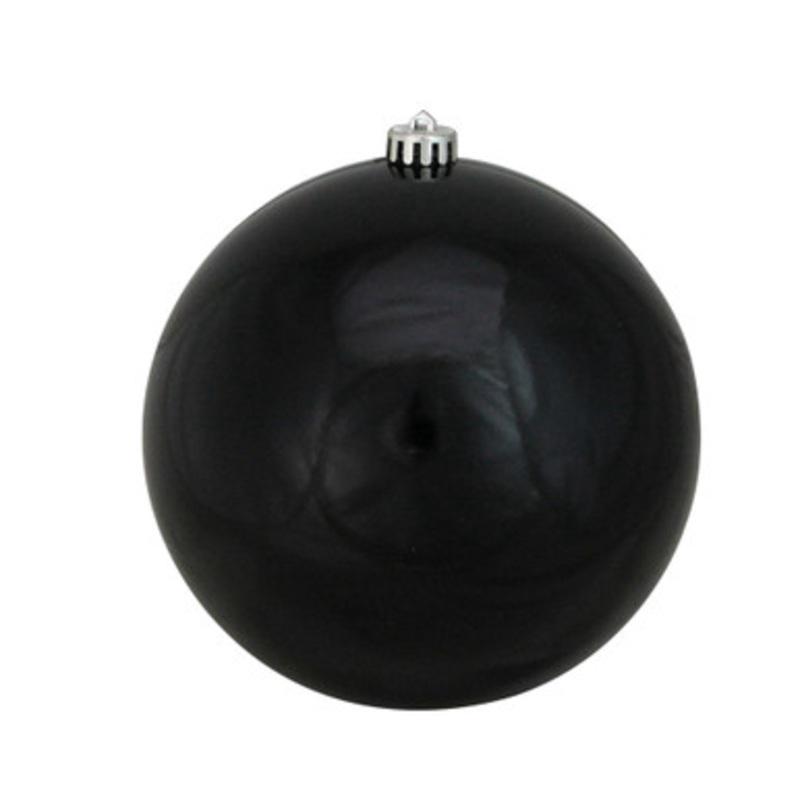 Shiny Jet Black Shatterproof Christmas Ball Ornament 8 (200mm)