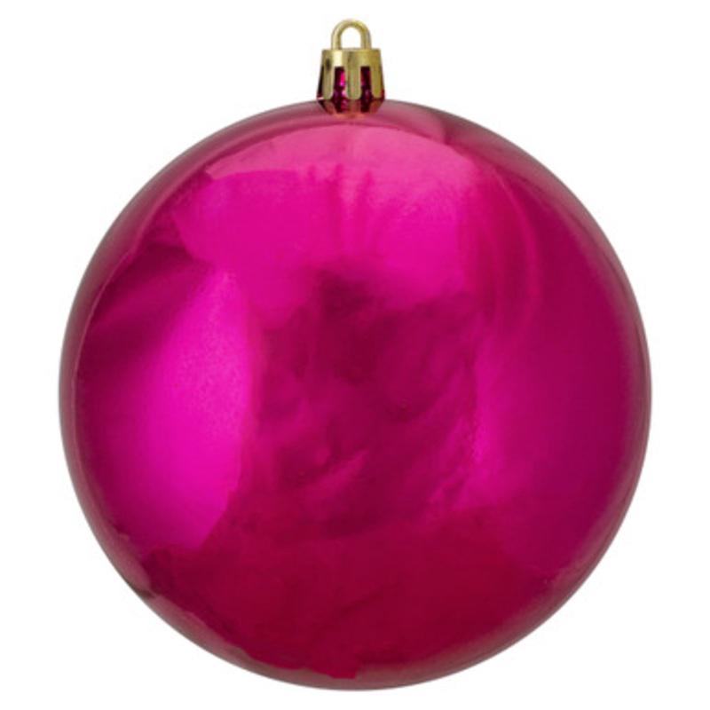 Shiny Magenta Pink Shatterproof Christmas Ball Ornament 4 (100mm)