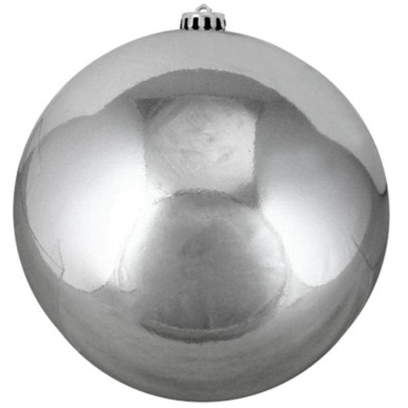 Shiny Pewter Gray Shatterproof Christmas Ball Ornament 8 (200mm)